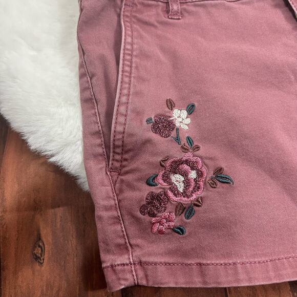 Express Womens Size 0 Mauve Pink Mid Rise Shortie Shorts Juniors Flowers Floral - Picture 2 of 5
